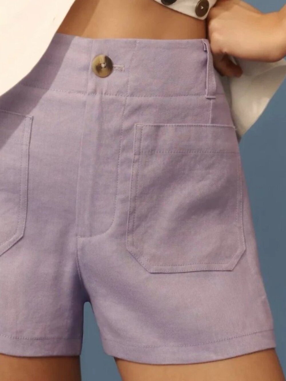 NWT Anthro Maeve The Colette Shorts in Linen Blend, Violet Purple (Rare), 28 - Picture 12 of 13